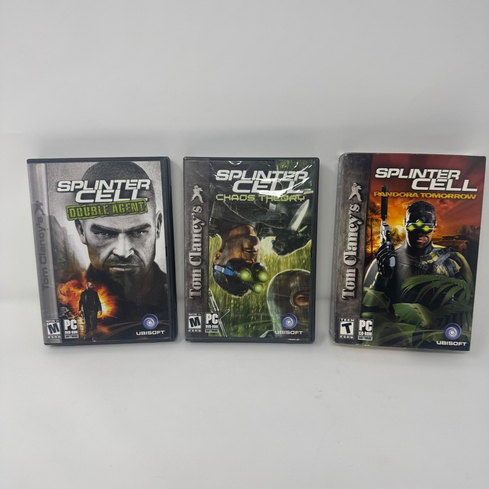 Tom Clancy's Splinter Cell PC CD Game Lot of 3 Double Agent, Chaos Theory